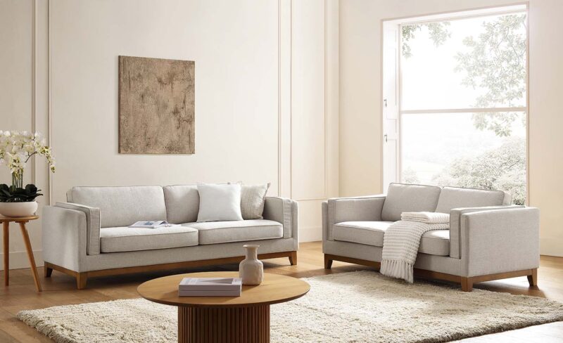 Dipley Oatmeal Fabric Sofa, 3-Seater - Image 3