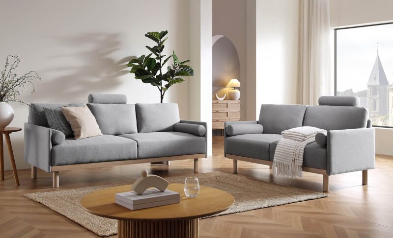 Timber Grey Marl Fabric Sofa, 3-Seater - Image 3