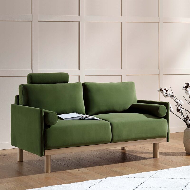 Timber Fern Green Velvet Sofa, 2-Seater - Image 2