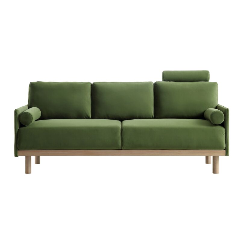 Timber Fern Green Velvet Sofa, 3-Seater - Image 4