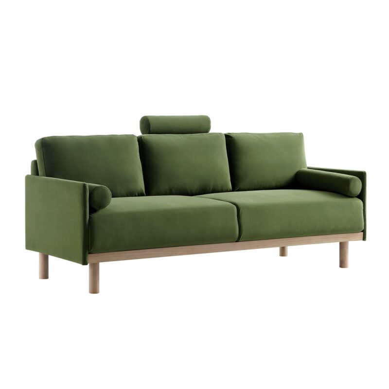 Timber Fern Green Velvet Sofa, 3-Seater - Image 7