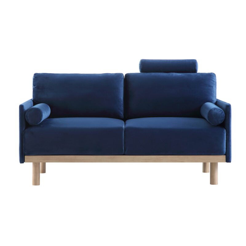 Timber Navy Blue Velvet Sofa, 2-Seater - Image 3