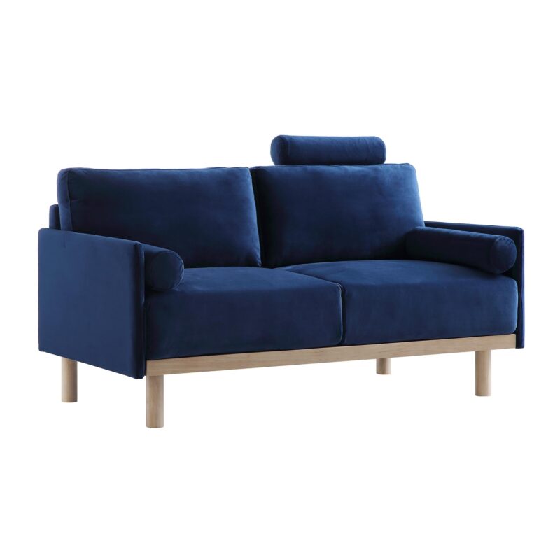 Timber Navy Blue Velvet Sofa, 2-Seater - Image 4