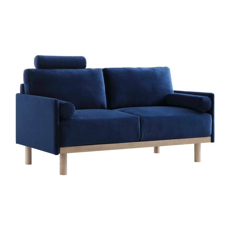 Timber Navy Blue Velvet Sofa, 2-Seater - Image 6
