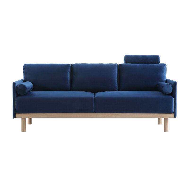 Timber Navy Blue Velvet Sofa, 3-Seater - Image 3