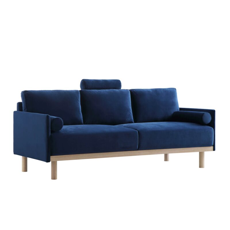 Timber Navy Blue Velvet Sofa, 3-Seater - Image 6