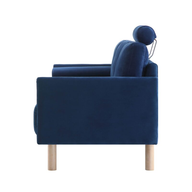 Timber Navy Blue Velvet Sofa, 3-Seater - Image 8