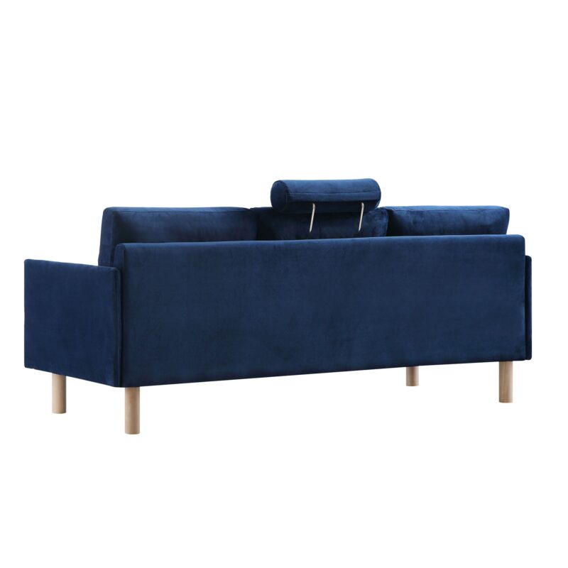 Timber Navy Blue Velvet Sofa, 3-Seater - Image 9