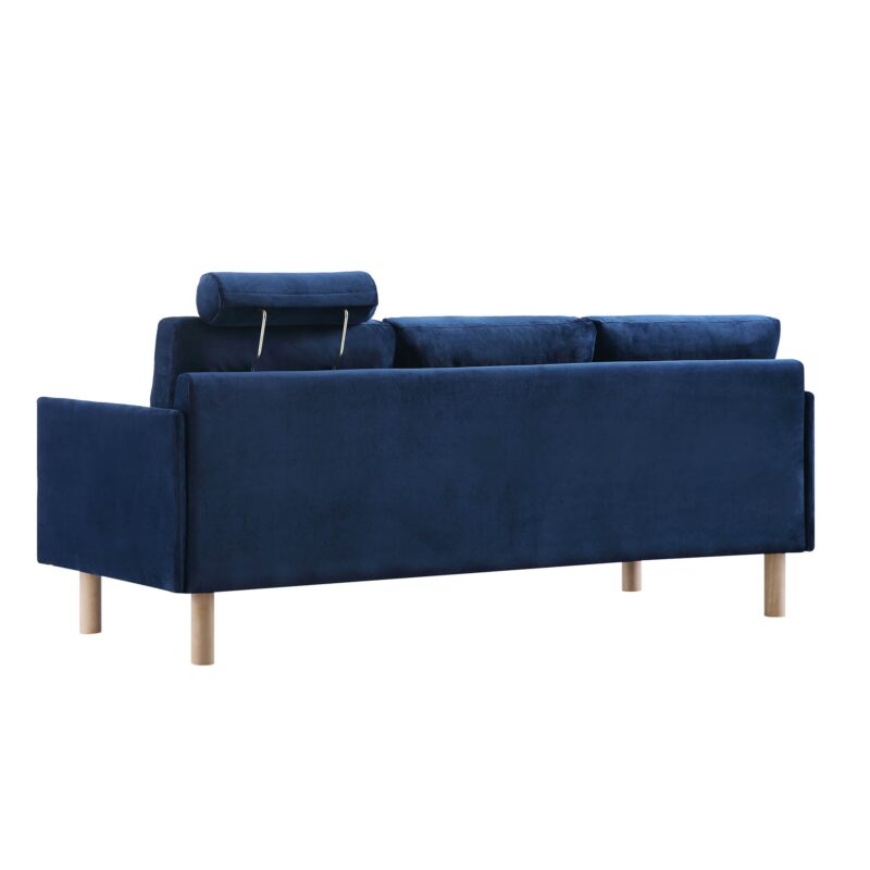 Timber Navy Blue Velvet Sofa, 3-Seater - Image 10