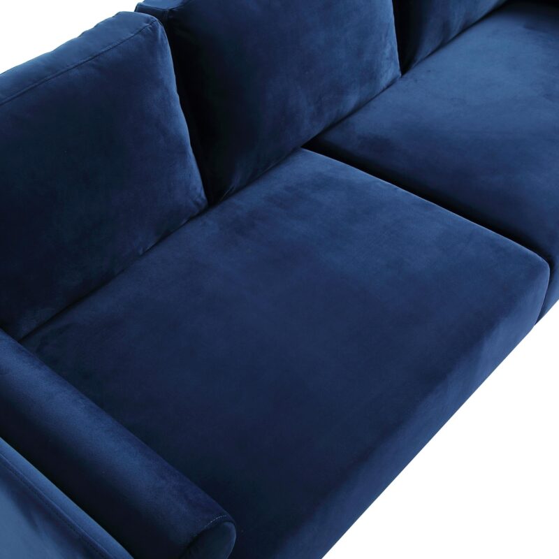 Timber Navy Blue Velvet Sofa, 3-Seater - Image 11