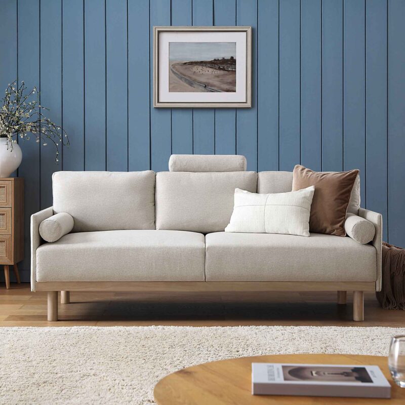 Timber Oatmeal Fabric Sofa, 3-Seater - Image 2