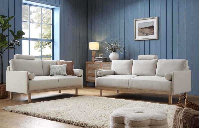 Timber Oatmeal Fabric Sofa, 2-Seater - Image 3