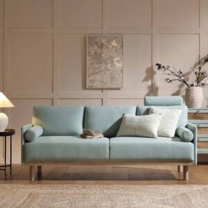 Timber Sage Green Fabric Sofa, 3-Seater