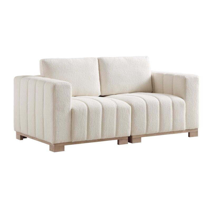Belsize Beige Boucle Sofa with Wooden Base, 2-Seater - Image 5