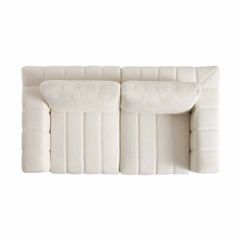 Belsize Beige Boucle Sofa with Wooden Base, 2-Seater - Image 7