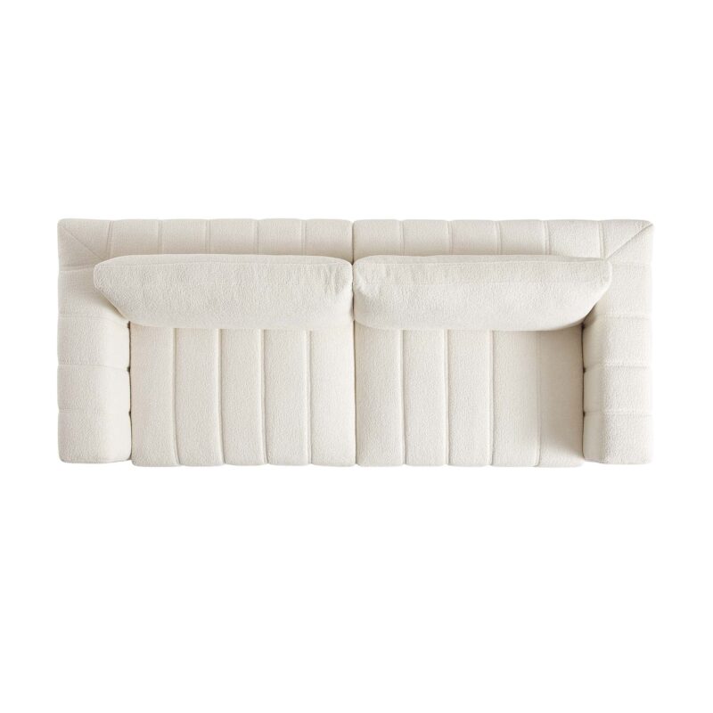 Belsize Beige Boucle Sofa with Wooden Base, 3-Seater - Image 7