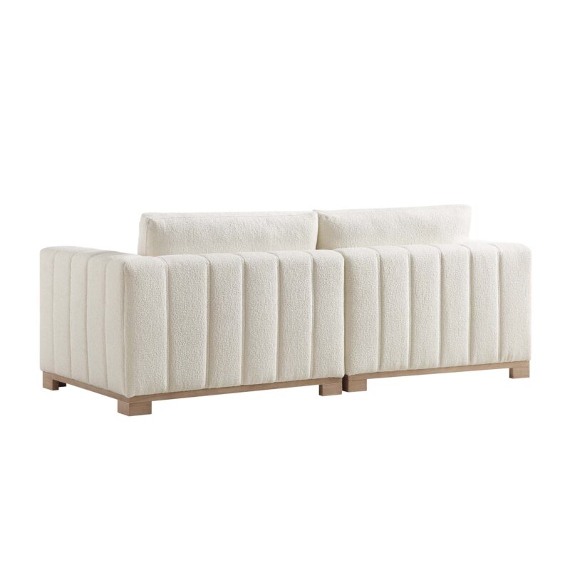 Belsize Beige Boucle Sofa with Wooden Base, 3-Seater - Image 8