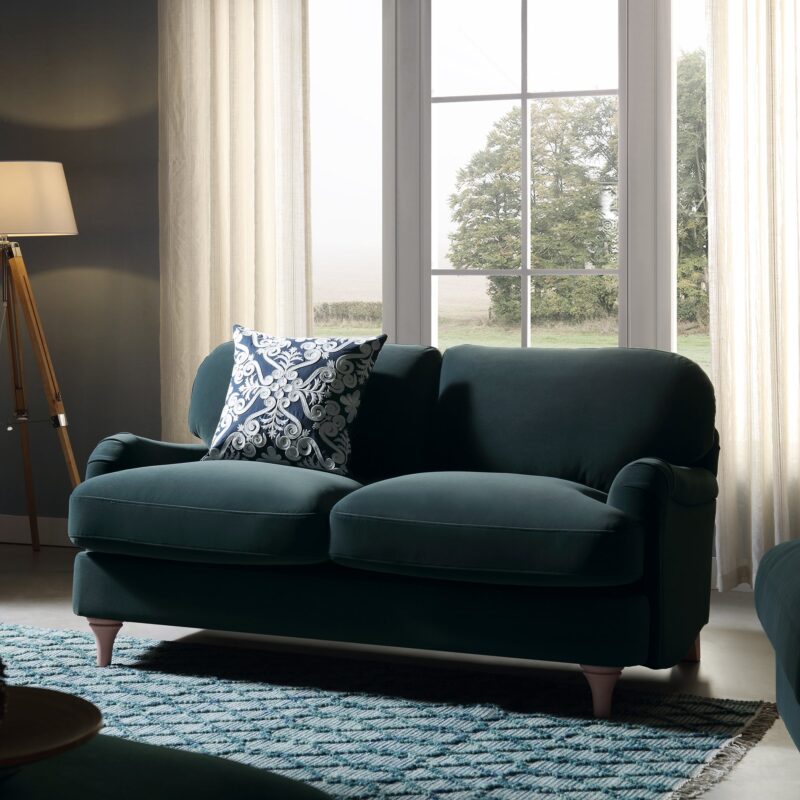 Daphnis Aegean Blue Velvet Sofa, 2-Seater - Image 2