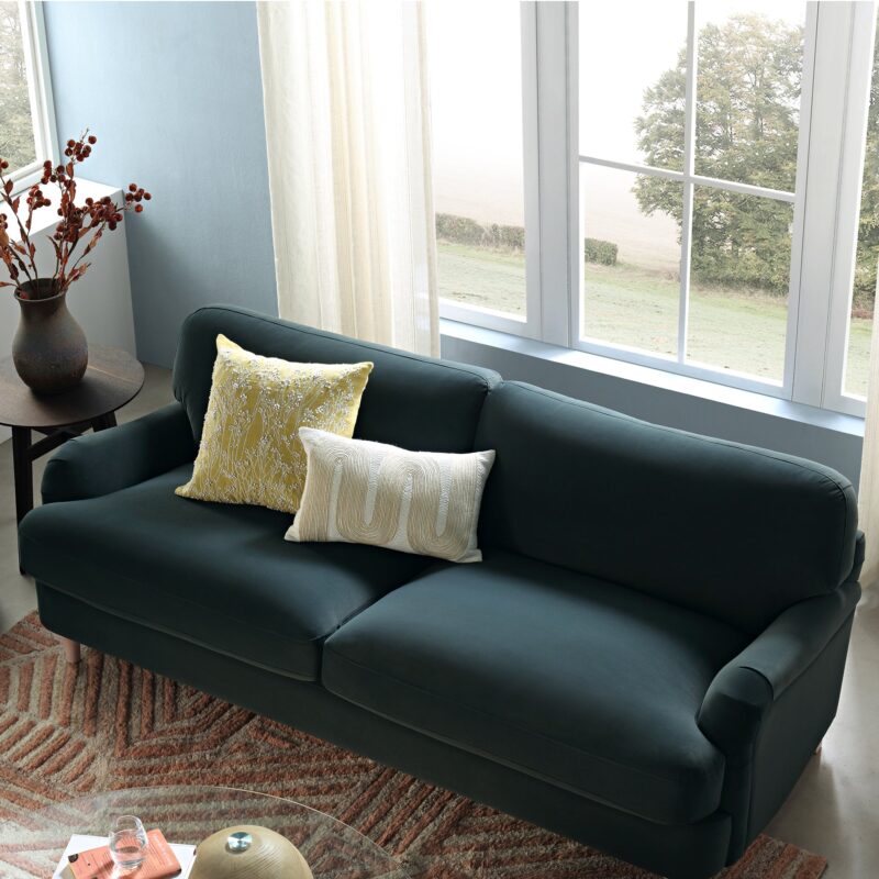 Daphnis Aegean Blue Velvet Sofa, 3-Seater - Image 3