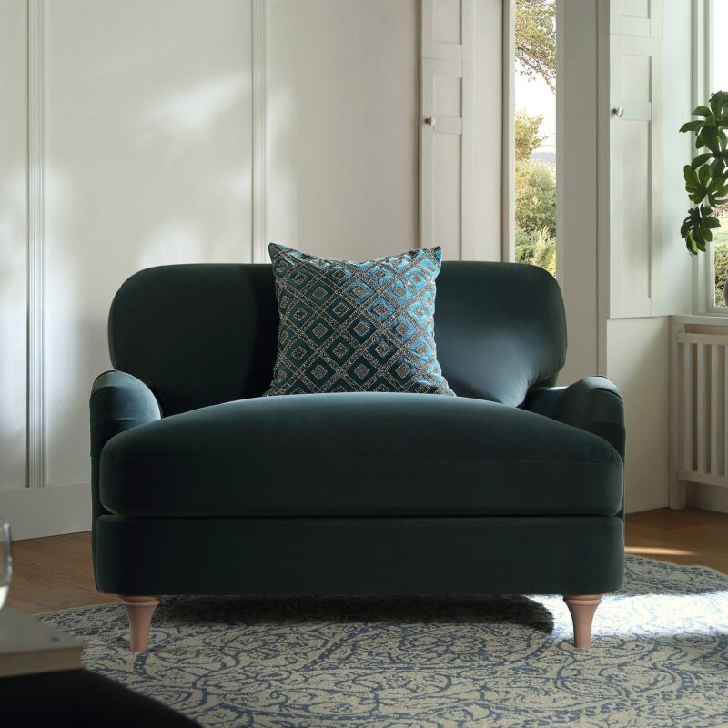 Daphnis Aegean Blue Velvet Sofa, Loveseat - Image 2