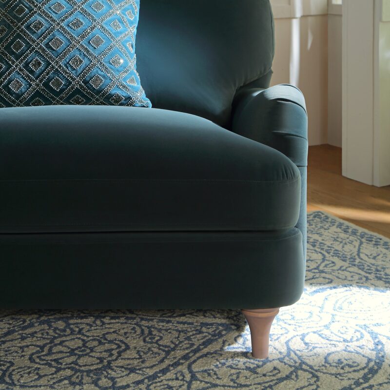 Daphnis Aegean Blue Velvet Sofa, Loveseat - Image 3