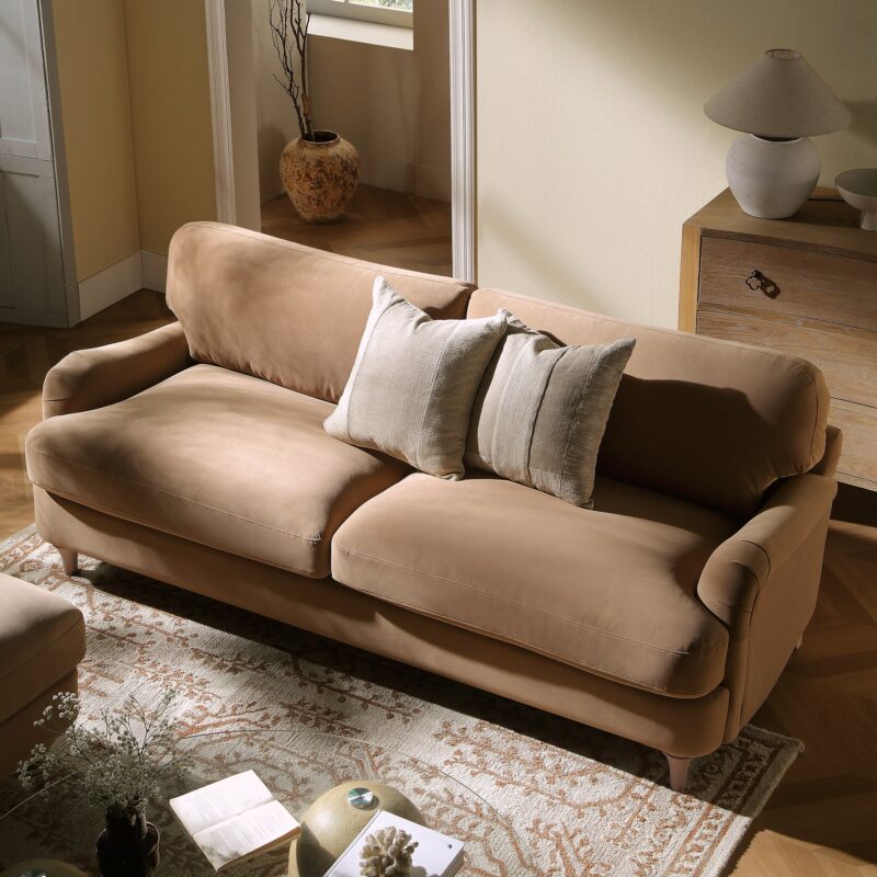 Daphnis Camel Velvet Sofa, 3-Seater - Image 3