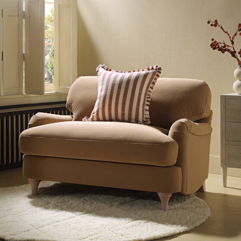 Daphnis Camel Velvet Sofa, Loveseat - Image 2