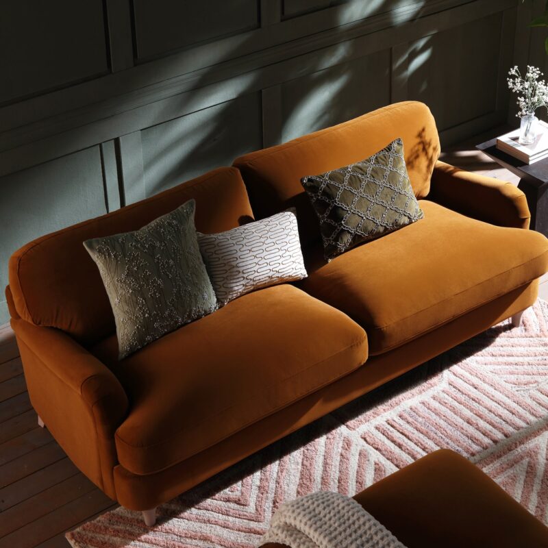 Daphnis Cinnamon Velvet Sofa, 3-Seater - Image 3