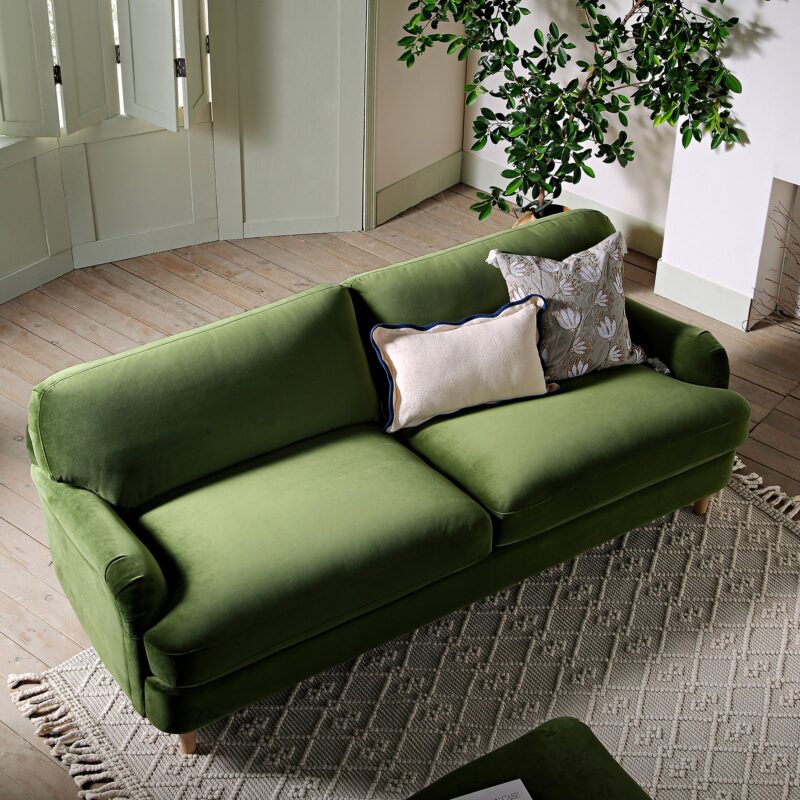 Daphnis Fern Green Velvet Sofa, 3-Seater - Image 3