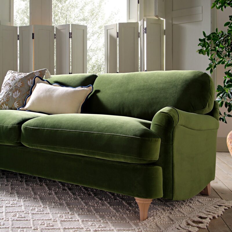 Daphnis Fern Green Velvet Sofa, 3-Seater - Image 4