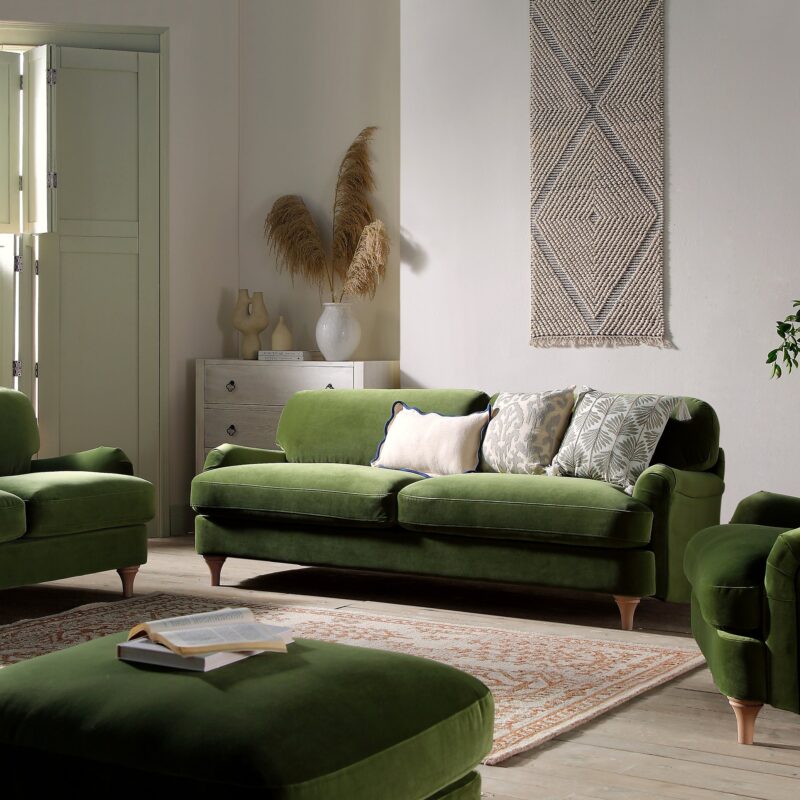 Daphnis Fern Green Velvet Sofa, 3-Seater - Image 5