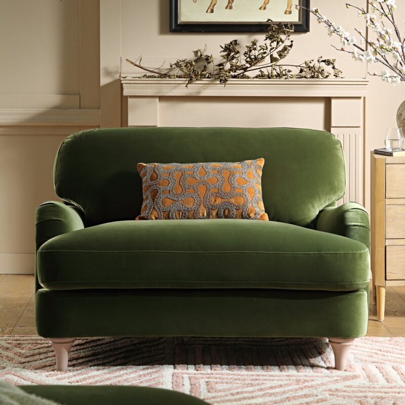 Daphnis Fern Green Velvet Sofa, Loveseat - Image 2