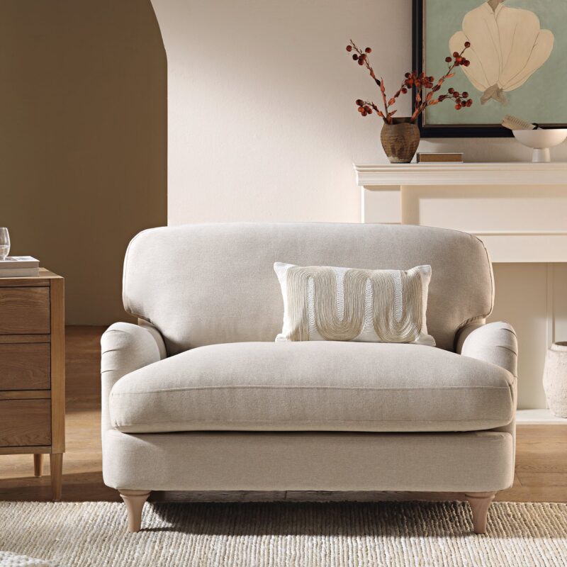 Daphnis Oatmeal Fabric Sofa, Loveseat - Image 2