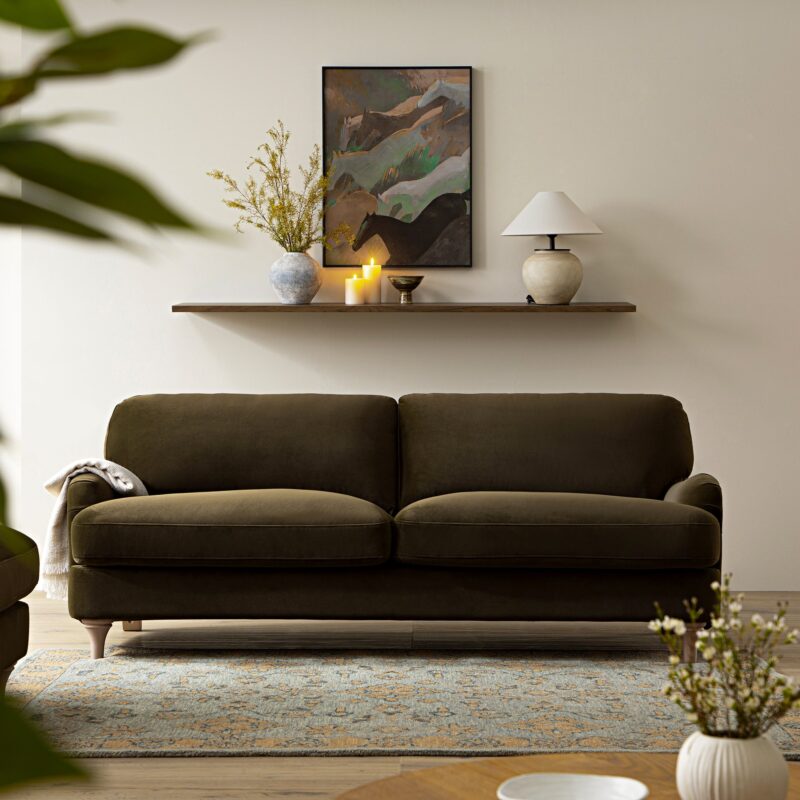 Daphnis Seaweed Velvet Sofa, 3-Seater - Image 2