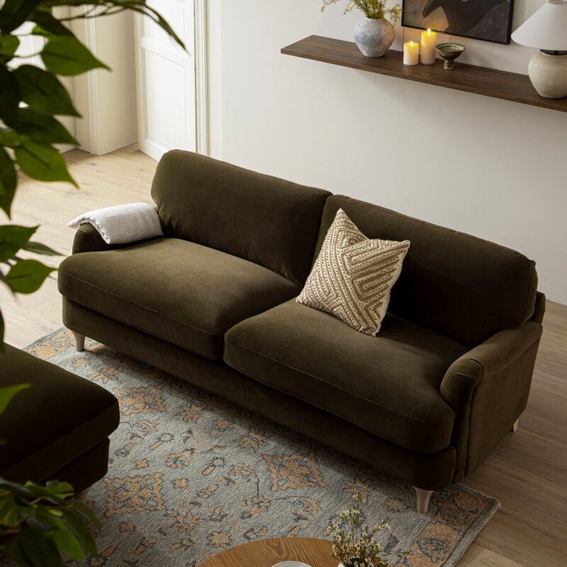 Daphnis Seaweed Velvet Sofa, 3-Seater - Image 3