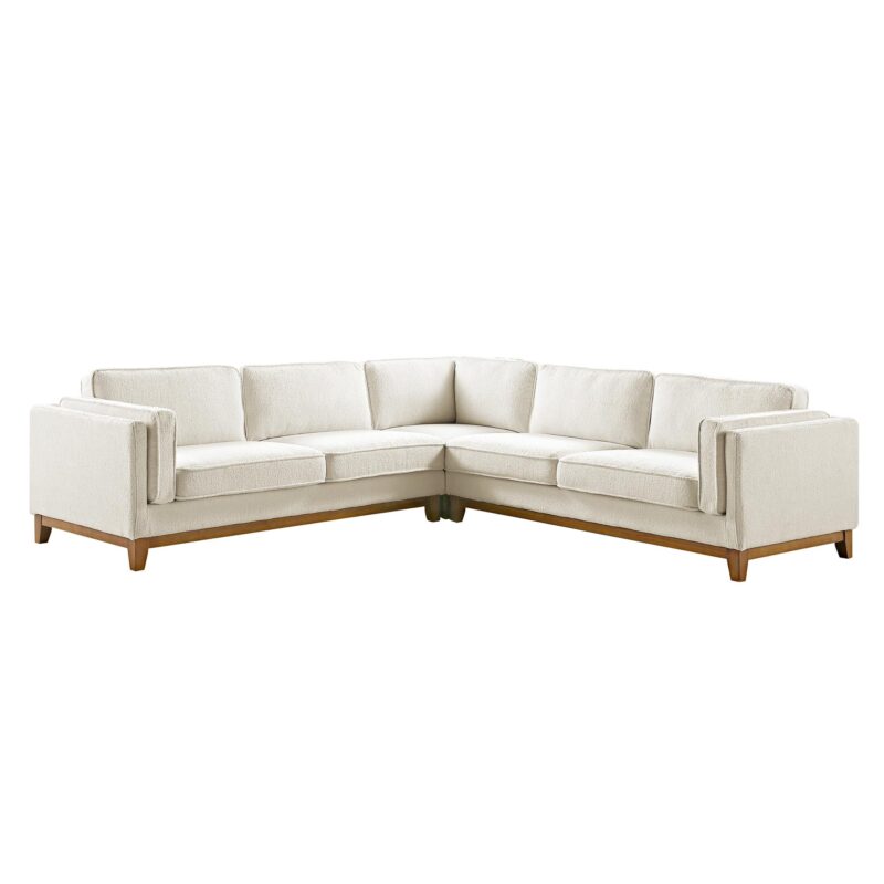 Dipley Beige Boucle Fabric Grande Corner Sofa - Image 6