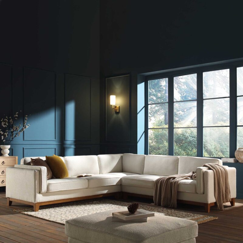 Dipley Beige Boucle Fabric Grande Corner Sofa - Image 2