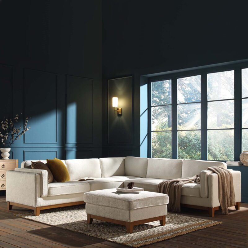 Dipley Beige Boucle Fabric Grande Corner Sofa - Image 3