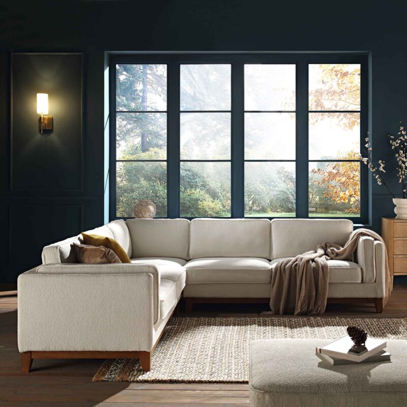 Dipley Beige Boucle Fabric Grande Corner Sofa - Image 4