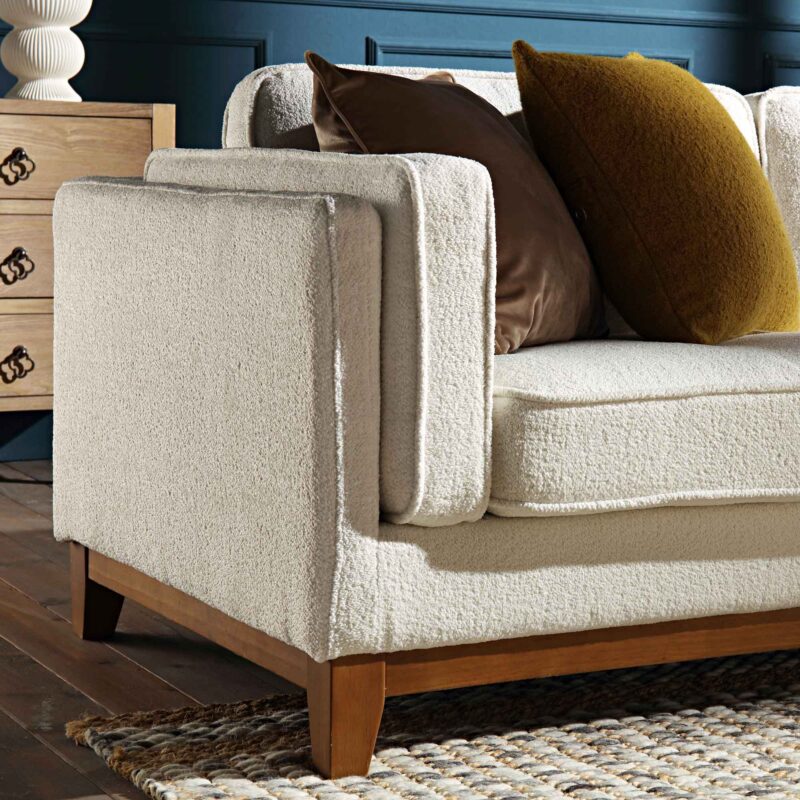 Dipley Beige Boucle Fabric Grande Corner Sofa - Image 5