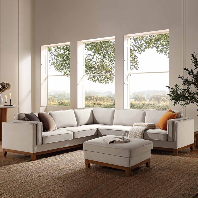 Dipley Champagne Velvet Grande Corner Sofa - Image 2