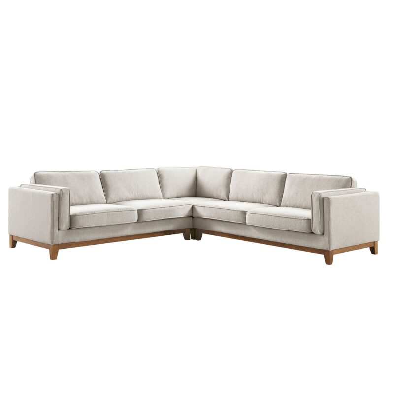Dipley Oatmeal Woven Fabric Grande Corner Sofa - Image 5