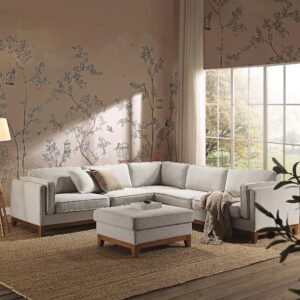 Dipley Oatmeal Woven Fabric Grande Corner Sofa
