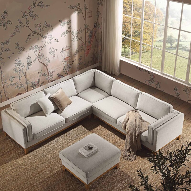 Dipley Oatmeal Woven Fabric Grande Corner Sofa - Image 2