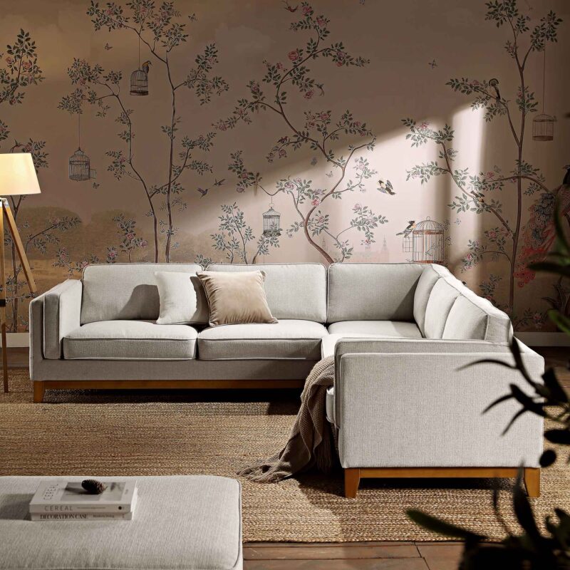Dipley Oatmeal Woven Fabric Grande Corner Sofa - Image 3