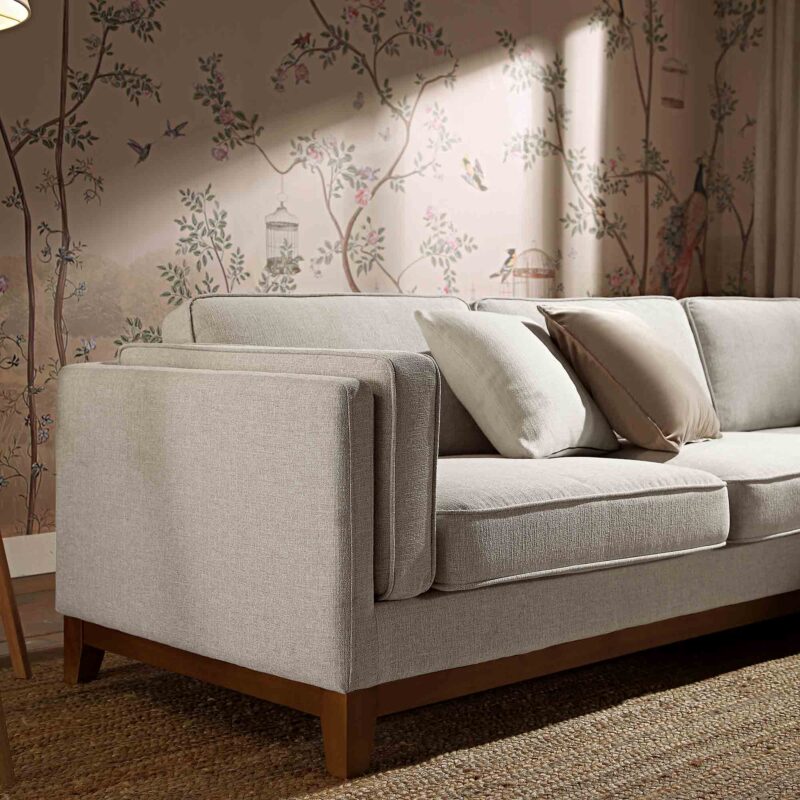 Dipley Oatmeal Woven Fabric Grande Corner Sofa - Image 4