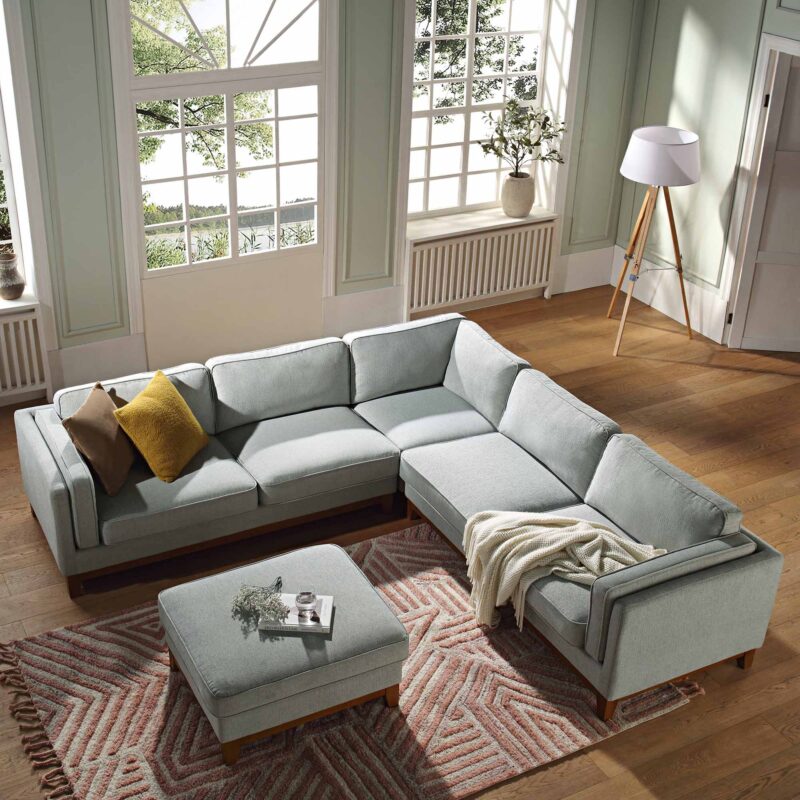 Dipley Sage Woven Fabric Grande Corner Sofa - Image 3