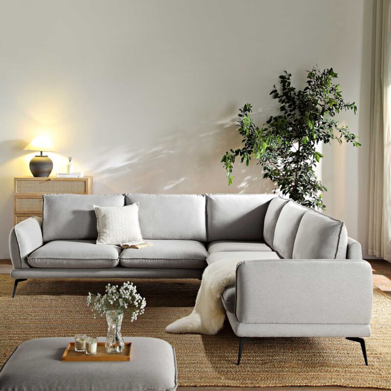 Obriel Grey Marl Fabric Grande Corner Sofa - Image 3