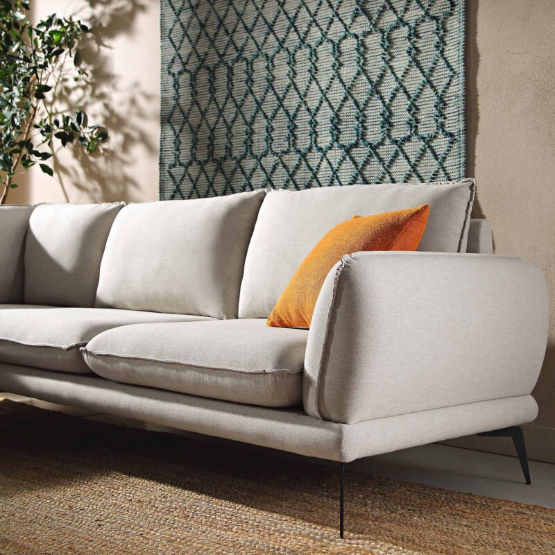 Obriel Oatmeal Fabric Grande Corner Sofa - Image 5