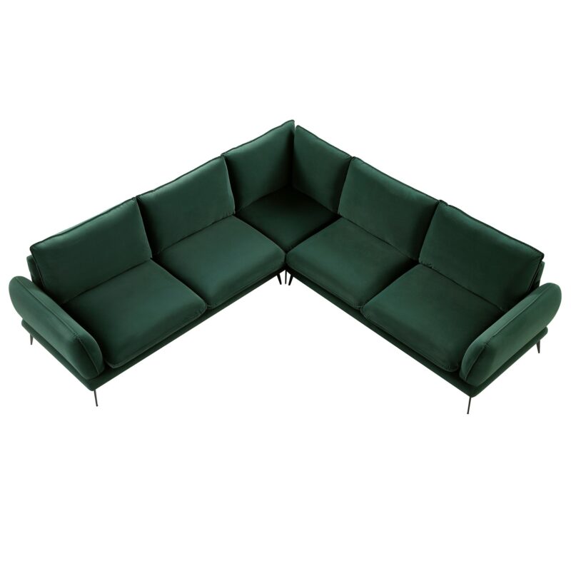 Obriel Forest Green Velvet Grande Corner Sofa - Image 5